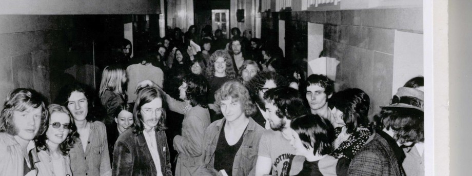 Student sit-in in the Trent Building in 1973