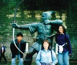 Xiaojun Ji and friends at Nottingham's famous Robin Hood statue shortly after he arrived in the city