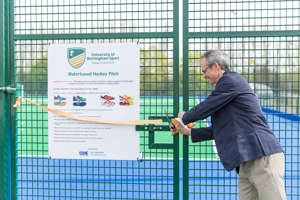 The new pitch is opened by Gold medallist Robert Clift