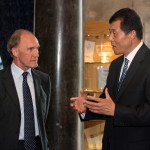 Prof David Greenaway, left, with the Chinese Ambassador